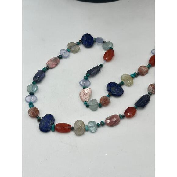 Peyote Bird Designs Gemstone Lapis Carnelian Rose Quartz Turquoise Necklace - Picture 14 of 16